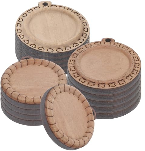 Cabilock 15 Pezzi Base in Legno per Pendenti Gioielli Fai da Te Parte in Acciaio Inossidabile, Design Leggero ed Elegante, per Feste e Banchetti