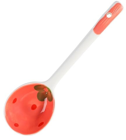 mestolo 5 pezzi di mestolo da zuppa in ceramica alla fragola, for uso domestico, grande, for servire, manico lungo, cucchiaio, carino for pancake e salsa pasta Mestoli per zuppa