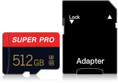 512GB Micro-SD-Karte, Klasse 10 Hochgeschwindigkeits-Speicherkarte Micro SD Card Class 10 Memory Cards with Adapter for Camera, Phone,Computer,Tachograph,Tablet,Drone