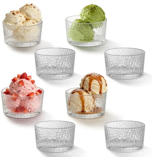 8 st Transparenta dessertglas, Premium kristallglas dessertskålar 200 ml, Små dessertglas av glas, Glasskålar för matlagning, Glas till isbecher för Tiramisu, yoghurt, müsli och skiktdesserts
