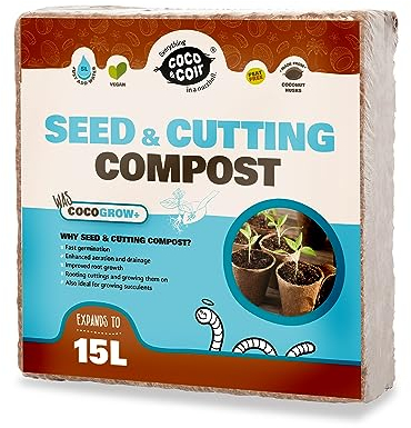 Coco & Coir Seed Compost Perlite Potting Mix | Peat-Free Organic Coco Soil Indoor Plants/Houseplants - Coco Grow+ (15L / 1KG)