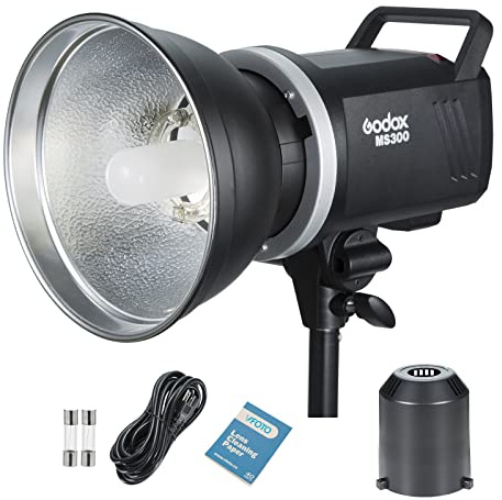 Godox MS300 300 W Strobe Light Wireless 2,4G Leggera, Compatta e Durevole, Tempo di Riciclaggio da 0,1 a 1,8s,Temperatura di Colore 5600 ± 200k per Illuminazione Studio Fotografico