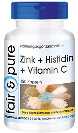 Fair & Pure® - Zinco + Istidina + Vitamina C - Vegan - Alto dosaggio - 120 Capsule