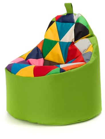 Ecopuf - Yoko Patchwork Pouf Fauteuil - Pouf pour Chambre d'enfants - Sac en Tissu Robuste - Fauteuil de détente - Ameublement - Fauteuil Taille XL - 70x75 cm - Vert Olive Nc1