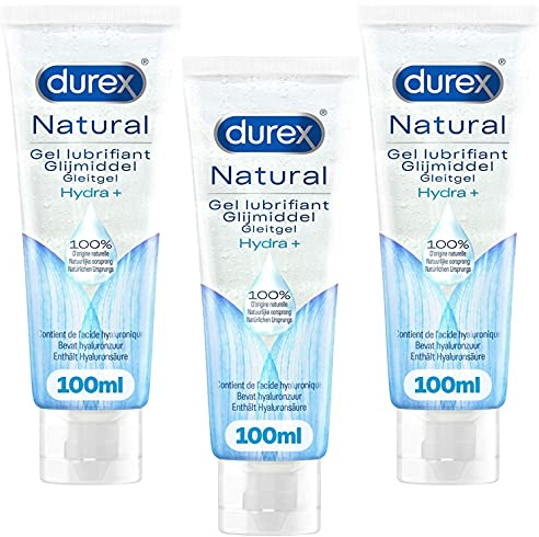 Durex - Lot de 3 Gels Lubrifiant Naturels Hydratants - A base d'Acide Hyaluronique - 3x100ml