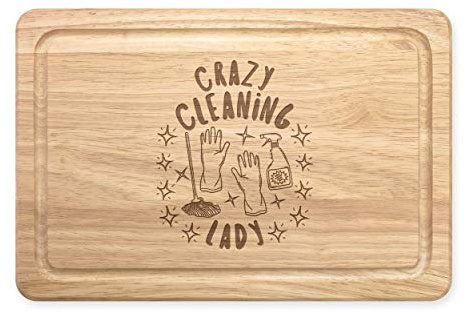 Crazy Cleaning Lady Stars Rectangular Wooden Chopping Board
