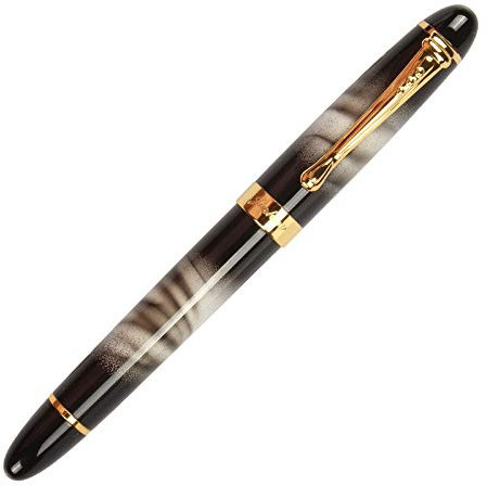 Jinhao X450 Füllfederhalter, blauer Marmor, mittlere Feder, Goldverzierung, 16 Stile