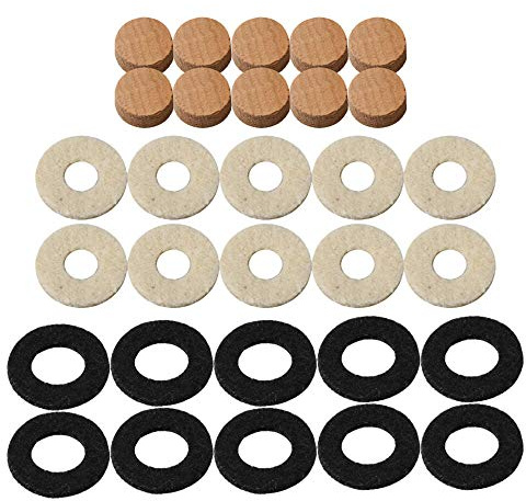 BQLZR Trumpet Water Key Spring Trumpet Drain Valve Cork Pad Cap Felt Washer Pack of 30