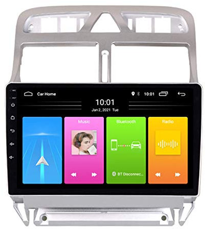 Navigazione GPS per auto, Multimediale di navigazione GPS per lettore video DVD per auto Android 10 per Peugeot 307 2004-2013, supporto del controllo del volante originale,Wifi 1g+16g