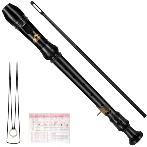 EASTROCK Flauta Dulce Soprano,Flauta de pico,ABS,Digitación Alemana,Flauta Escolar,Plásticopara Escuela o Clase de Musica,Negro