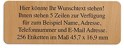Adress-Aufkleber | PERSONALISIERT | 256 Stück | kleine Etiketten mit Wunsch-Text - Fotomotiv Farbe Holzmuster 7 | für Namen und Adressen