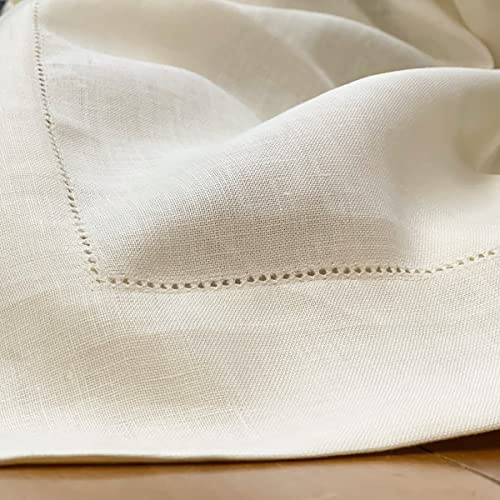 Lenzuola Puro Lino con Orlo a Giorno - Avorio, Coppia Federe con Orli