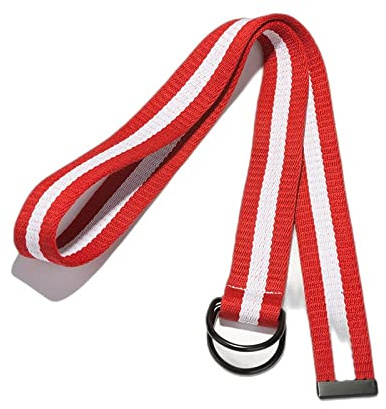 XYFCJK 110-140Cm Gürtel Mit Doppelter Ringschnalle - Streifen Kontrast Plus Größe Canvas Gurtband, Herren Damen Jeans Schulanfang Bund, Fashion Street Stoffgürtel,Rot Weiß,110Cm*2St