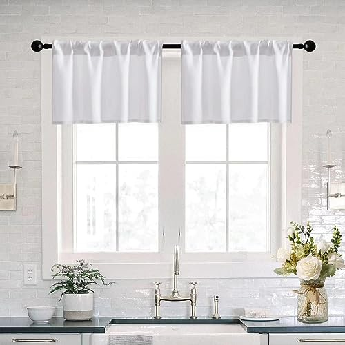 XTMYI, Confezione da 2 mantovane bianche, con tasca per asta, impermeabili, oscuranti, mantovane per tende da cucina, 101 cm di larghezza x 30 cm di lunghezza