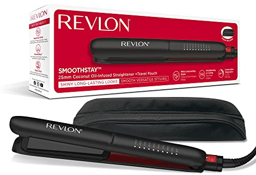 REVLON SmoothStay 25mm Piastra per capelli con infusione di olio cocco + custodia da viaggio inclusa- RVST2211P