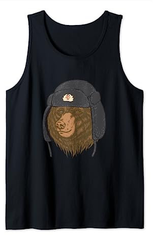Russischer Bär Fellmütze - Uschanka Tschapka UdSSR Russia Tank Top