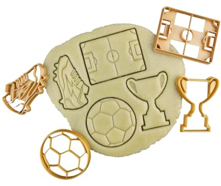 3DKOUPE – Cortador de galletas de fútbol – Juego de 4 – Camiseta, globo, trofeo, crampones – Color a elegir – Diseñado y fabricado en Europa