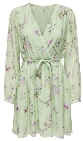 ONLY Wickelkleid Damen, Subtle Green/AOP:OCC. Romantic Garden, M