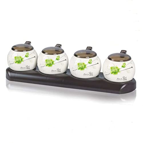 Zuccheriera con coperchio, barattoli di zucchero for caffè in ceramica, zuccheriera, barattolo di spezie for contenitore di zucchero, barattolo di condimento for saliera-verde-3 set barattoli di spezi