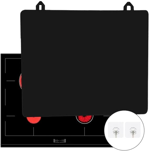 Killogood Cubre Vitrocerámica 61 x 53 cm Cubierta para cocina protección contra salpicaduras Cubierta para placa Induccion, Vitrocerámica, Negro