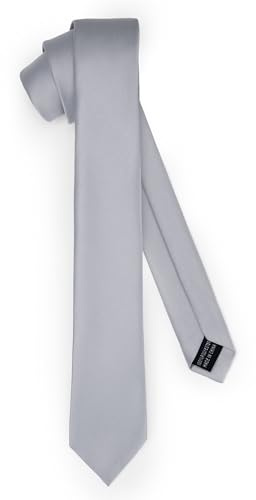 Ladeheid Cravate classique pour hommes, mate, parfaite pour le bureau et les festivités, couleurs variées - Idéale pour les réunions d'affaires, mariages 150cm x 6cm TMM-6 (150cm x 6cm, Argent)