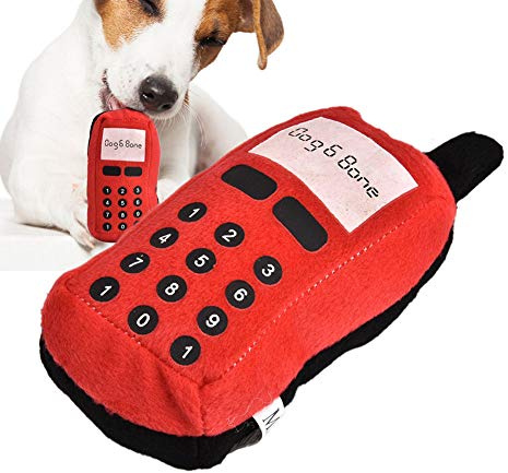 Pet chew Toy, Plush Cell Phone Dogs Cats Sounding Chew Toy Interactive Dog Chew Toy Ripped Resistant(Pink) (Color : Red)