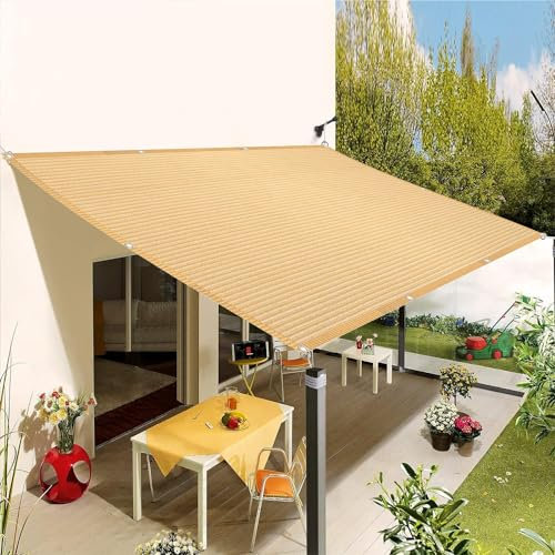 Rechteck Sonnensegel Schutztuch Shade Cloth 3.4 x 5 m, HDPE Wetterbeständig Atmungsaktiv, Markisenschutzhüllen Sonnensegel Leinwand, Schutztuch Sonnensegel, für Balkon Garten, Creme Farben