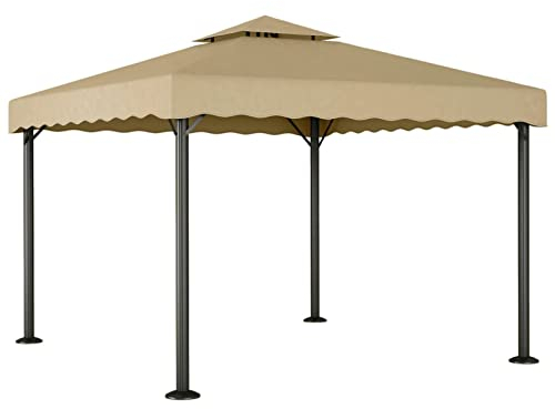 ShCuShan Pavillon Taupe 3x3 m Aluminium und Stahl Grillpavillon Gartenpavillon Pop Up Zelt Pavillon Klappbar