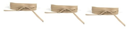VALICLUD 3stücke Damen Pu-leder Taillengürtel Mit Schleife Breiter Waistband Für Kleider Verstellbarer Bund Für Figurschmeichelnde Cremefarben Für Blusen Und Mäntel