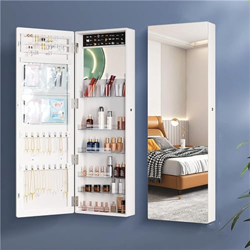 Spiegel-Schmuckschrank, Aufbewahrungsschrank, Wandmontage, Ganzkörperspiegel, Wandmontage, Schmuckschrank, Make-up, Haushalt, Ankleidespiegel, mehrere Aufbewahrungsmöglichkeiten