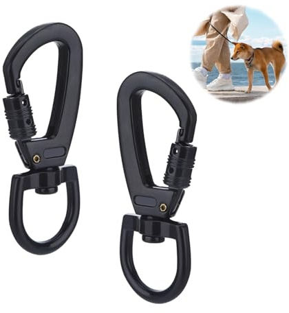 2 Stück Karabinerhaken mit Drehgelenk Karabiner Hundeleine Karabinerhaken Edelstahl Karabiner Schlüsselanhänger Kleine Karabinerhake Schlüsselanhänger Bolzenkarabiner Scherenkarabiner Schwarz