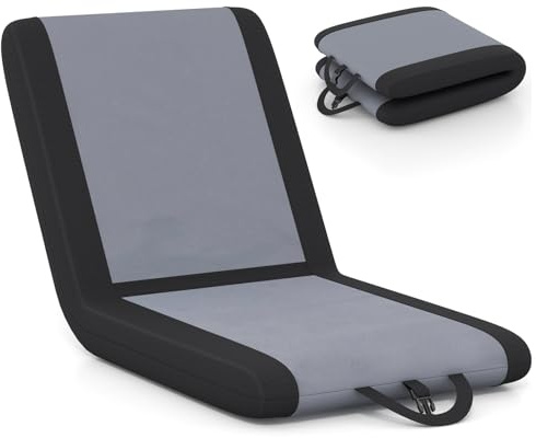 COSTWAY Coussin de Siège, Siège de Stade Rembourré, Support Dorsal et 6 Positions d'Inclinaison, Chaise de Gradin Pliable avec Poignée de Transport pour Evénements Sportifs, Concerts, Camping, Plage
