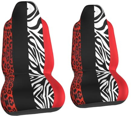 Autositzbezüge mit rotem Leoparden- und Zebra-Tiermotiv, Autozubehör, universelle Autositzbezüge für Vordersitze