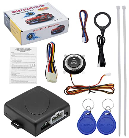 laffoonparts Smart RFID Push Engine Start Button kit & Keyless Entry Starter Systems to One Touch Start Car, Botón de Encendido para Auto, Upgrades Key Start for Most DC12V Cars
