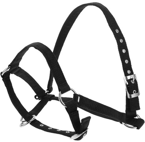GAROZATION Zubehör für die Reitausbildung pferdegeschirr reitzubehör französischer Adapter Verstellbarer Balken Mini-Helme verstellbares Pferdehalfter wegbrechendes Pferdehalfter Nylon Black