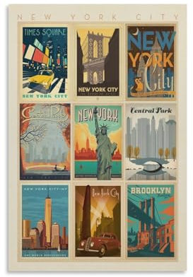 Vintage Amerika New York City 2 Reiseposter Cool Wandkunst Leinwanddruck 30x45cm
