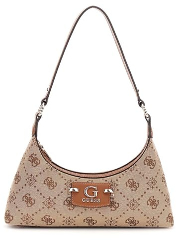 GUESS Neda Top Zip Shoulder Bag Latte Logo