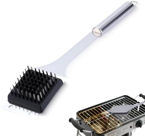 Brosse Barbecue 2 en 1 Multifonctionnelle avec Grattoir Métallique pour Nettoyage en Profondeur des Grilles