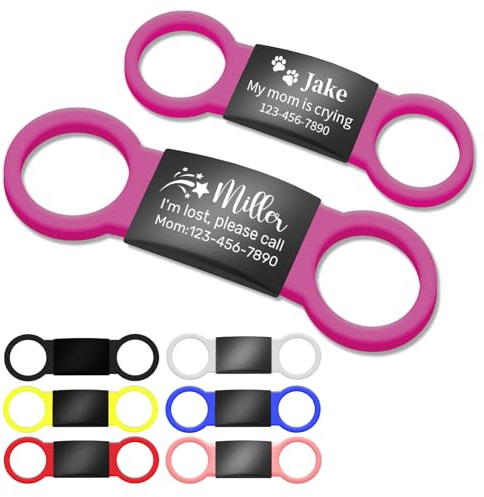 Leise Hundemarke mit Gravur, Personalisiertes Namensschild für Hunde/Katzen, Rutschfester Silikonring & Edelstahl in 7 Farben, Größe S/M/L