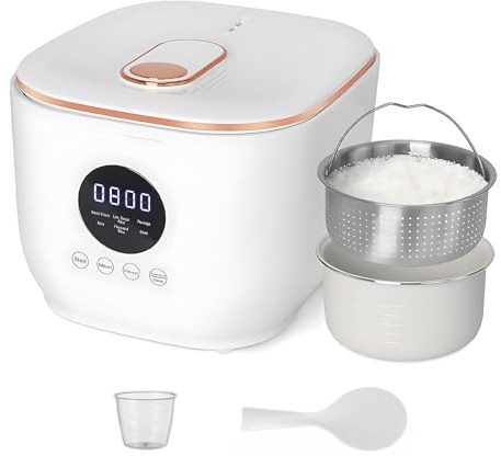 Low Sugar Rice Cooker, 3L Rice Cooker with Rice Steamer Basket, 24-Hour Smart Appointment, 8 Hours Heat Preservation, Non-stick Ceramic Glaze Interior, for Rice, Porridge, Soup