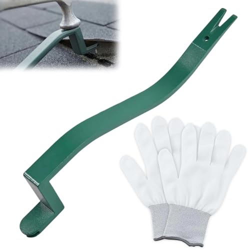 LEONTOOL Herramienta de serpiente de techo, herramienta de extracción de tejas resistente, 2 en 1, barra de palanca para instalar clavos de tejas, acero al carbono forjado, herramientas profesionales