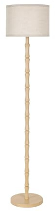 LuminexDesigns Lampada da Terra in Legno Vintage per Soggiorno, Beige Piantana Boho Rustico Scandinavo in Rovere Naturale con Lino Paralume, E27, 167cm, Camera da Letto e Lounge