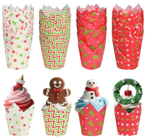 ChilArt 200 Stück Tulpen Muffinförmchen Papier für Ostern und Weihnachten
