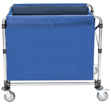 Donened - Carrito de lavandería de acero inoxidable con ruedas, plegable, cesta de lavandería comercial, capacidad de carga de hasta 200 kg, para dormitorio de lavandería en casa, hotel, 87 x 52 x 78