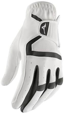 Mizuno Mens MX Synthetic Leather Golf Glove, Left Hand White/Black, Large
