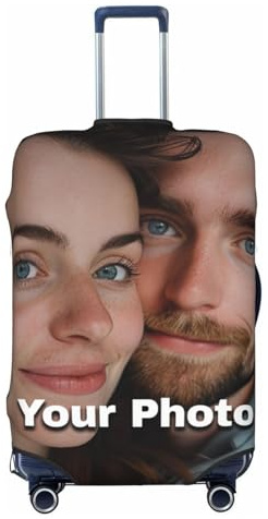 Personalisierter Kofferschutzhülle Cover mit individuellem Foto – Elastische Schutzhülle für Gepäck, waschbar und Stretch – Mit eigenem Text, Namen oder Logo (Normale Dicke,XL)