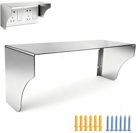 Protection Pluie Prise Extérieure En Acier Inoxydable, 245x120x120mm Protection Pluie Sonnette Porte, Prise Extérieure Étanche Couvercle De Protection, Cache Prise Universel