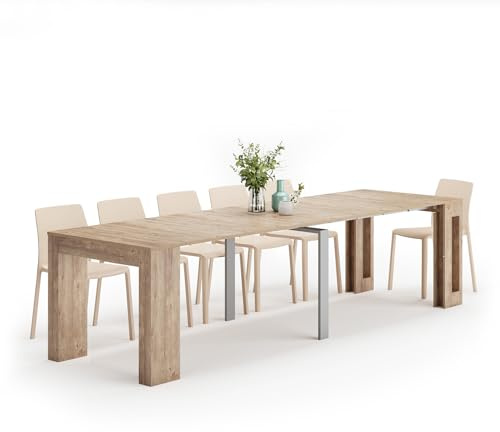 Mobili Fiver, Uttöjbart konsolbord med förlängningsförvaring Easy,45(305) x 90 cm, Ek, Tillverkad i Italien