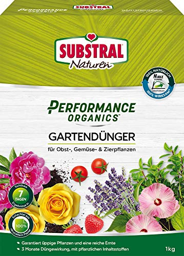Substral Naturen Performance Organics Gartendünger, Organischer Dünger für alle Gartenpflanzen, düngt 3 Monate, 1 kg