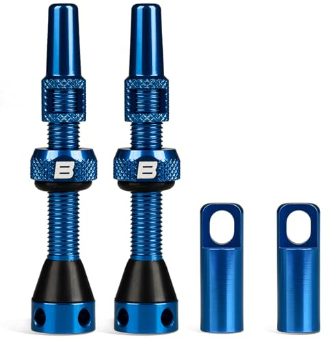 BWSHLF Tubeless Presta Valve Stem 40/44/55/60/65/70/80/100 mm, Super Light Alloy Presta Valve Stem Kit with Valve Core Remover Tool and Valve Stem Caps - Multiple Color and Size Options(Pair)